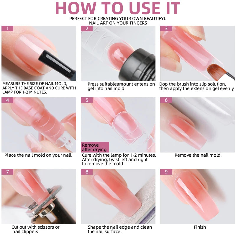 LNWPYH Nail Extension Gel Set — Professional Manicure Kit with Slip Solution