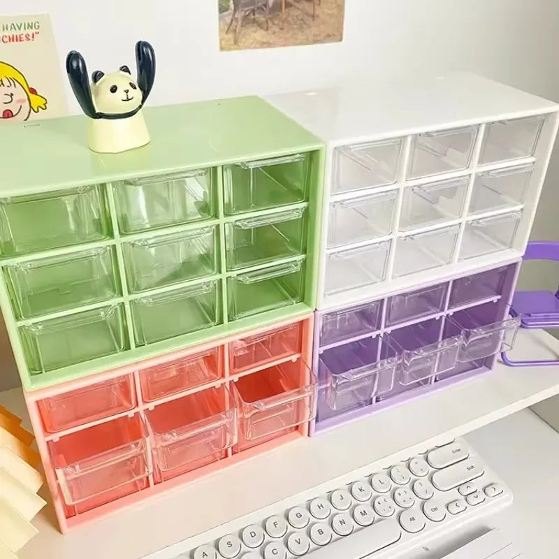 Clear Plastic Desk Organizer — Multi-Section Storage with Mini Drawers