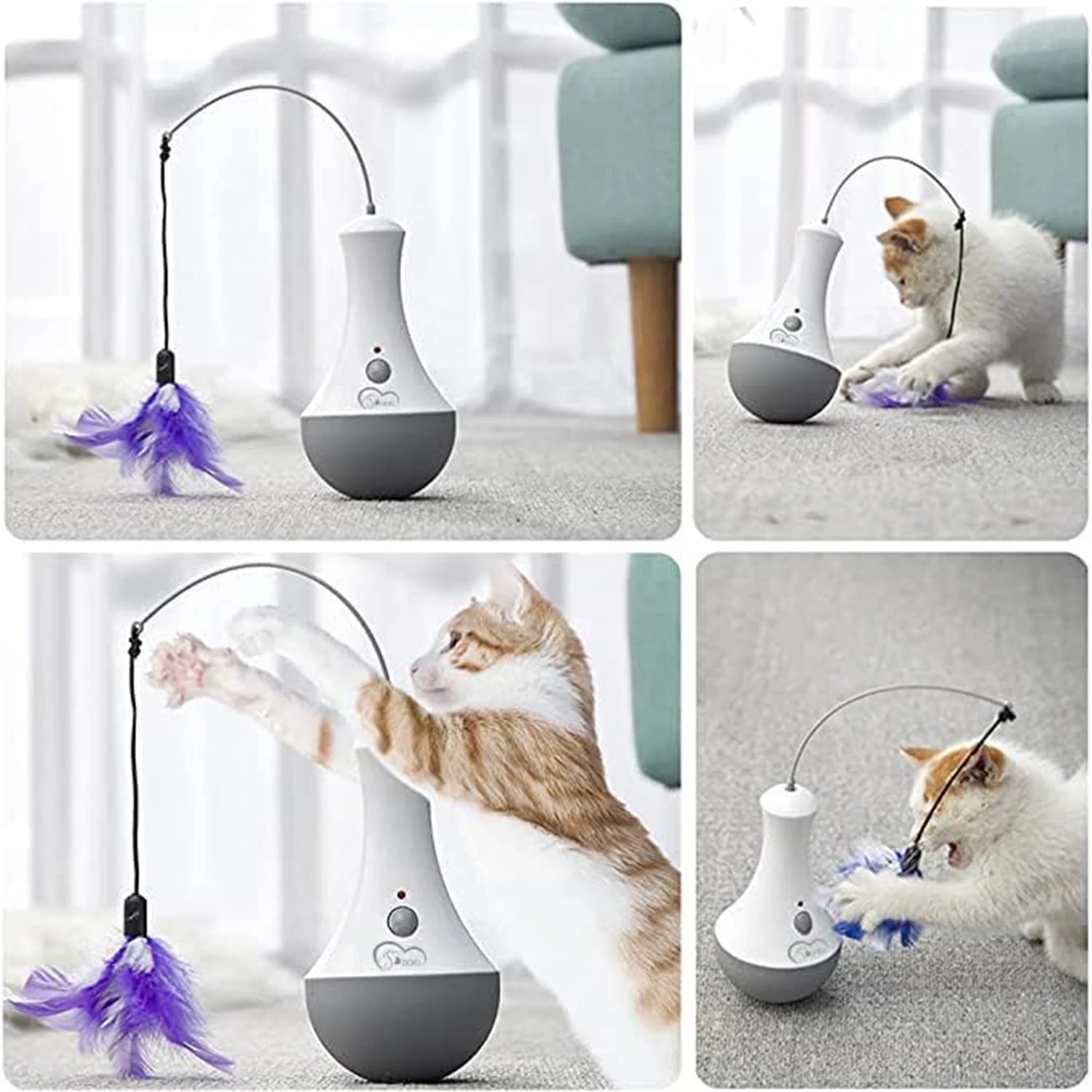 Automatic Interactive Cat Feather Toy — Rotating Teaser for Indoor Exercise