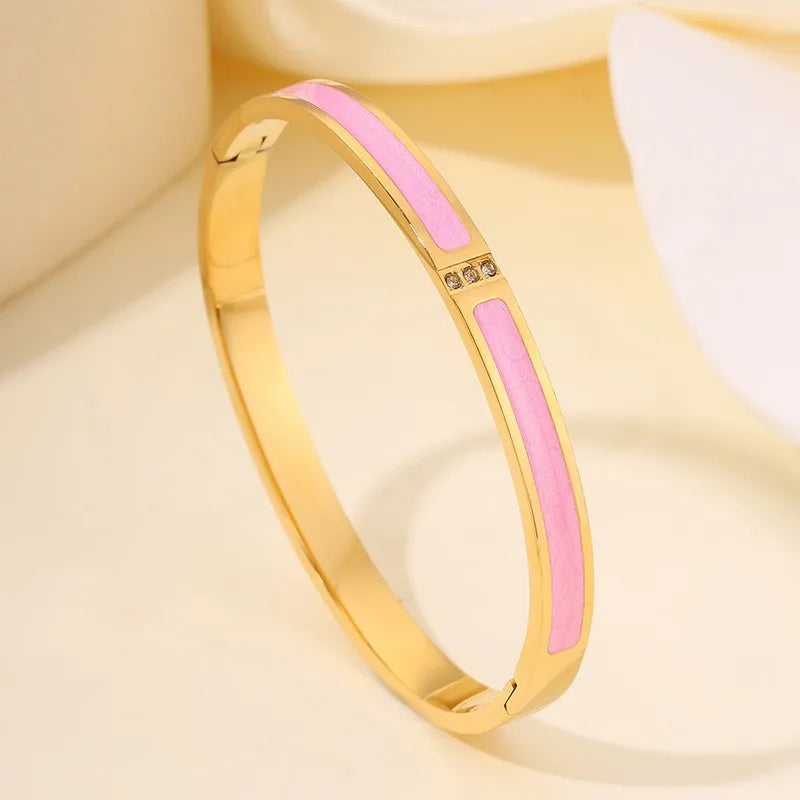Sparkling Zirconia Stainless Steel Bracelet Set — Stackable Cuff Bangles for Women