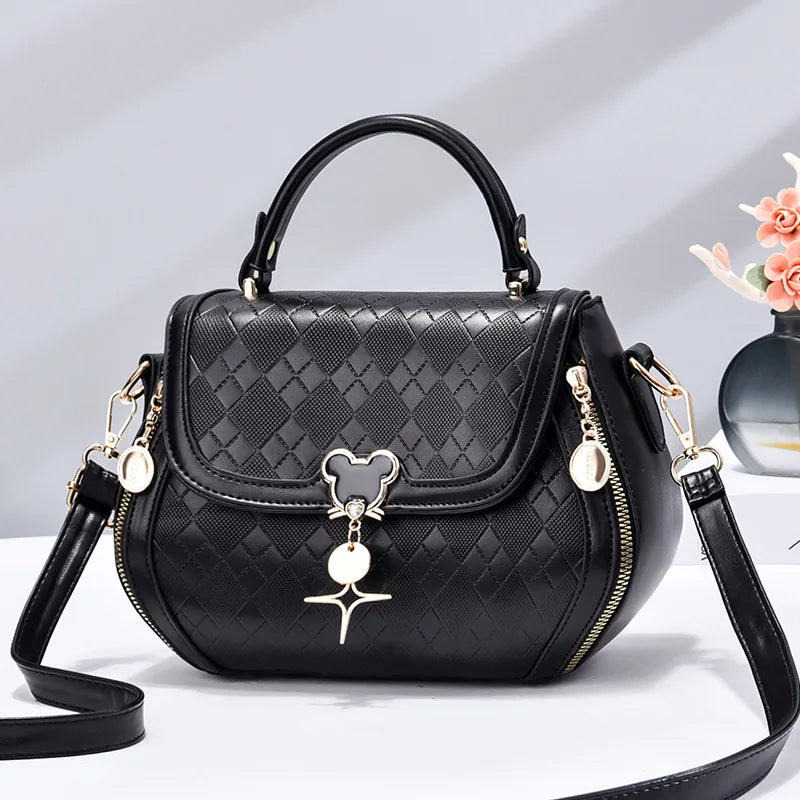 Genuine Leather Bow Bucket Bag — Elegant Shoulder Tote for Women