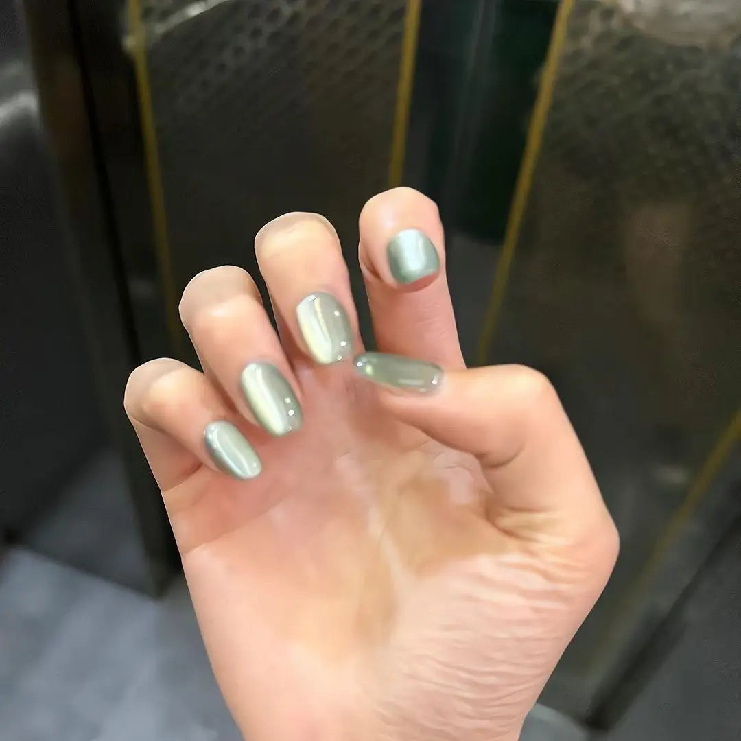 Luxury Cat Eye Press On Nails — Handmade Acrylic Coffin Style False Nails