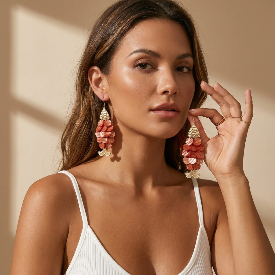 Obega Shell Earrings — Boho Chic Drop Earrings
