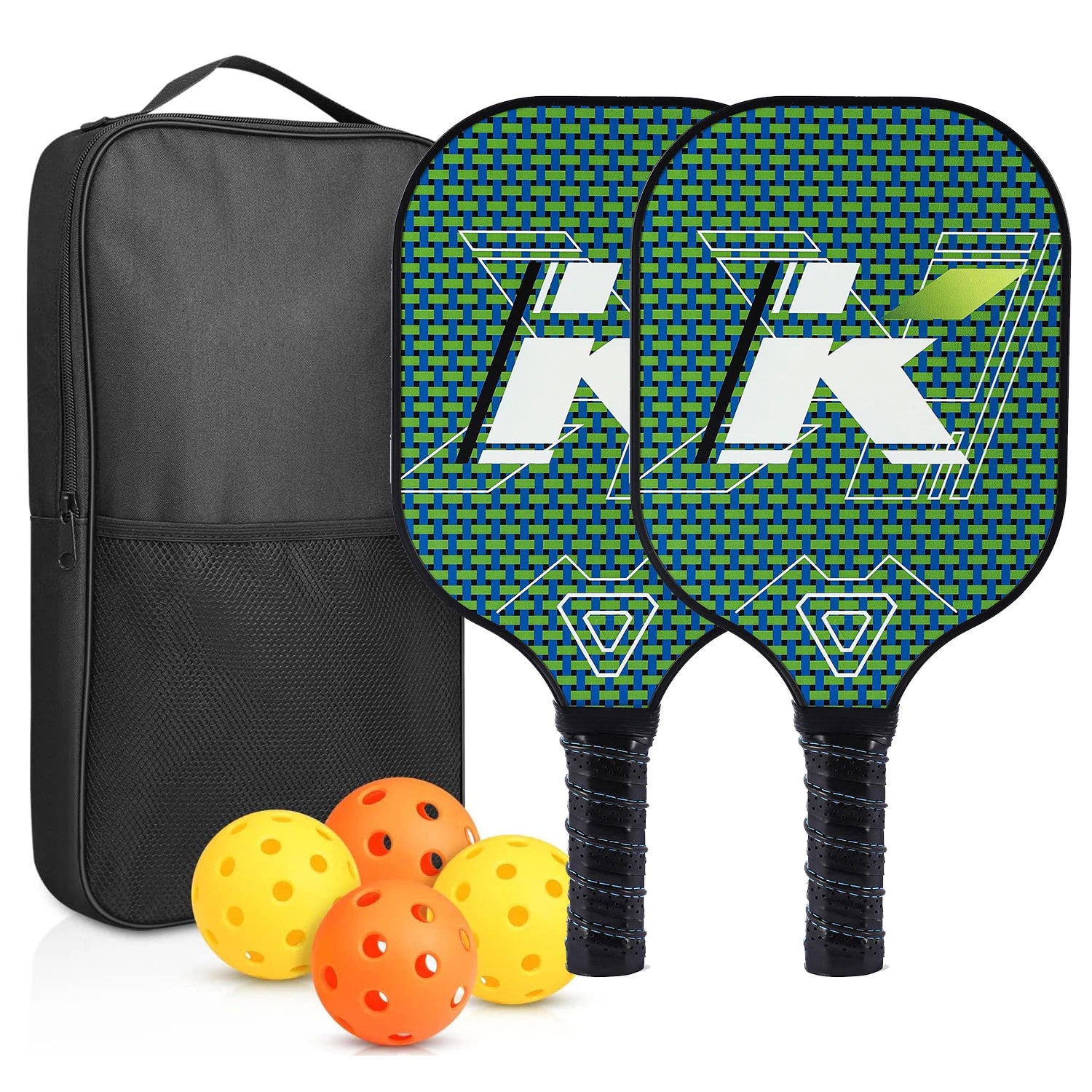 GojoyLiu Pickleball Paddle Set — Durable Fiberglass Rackets with 4 Balls