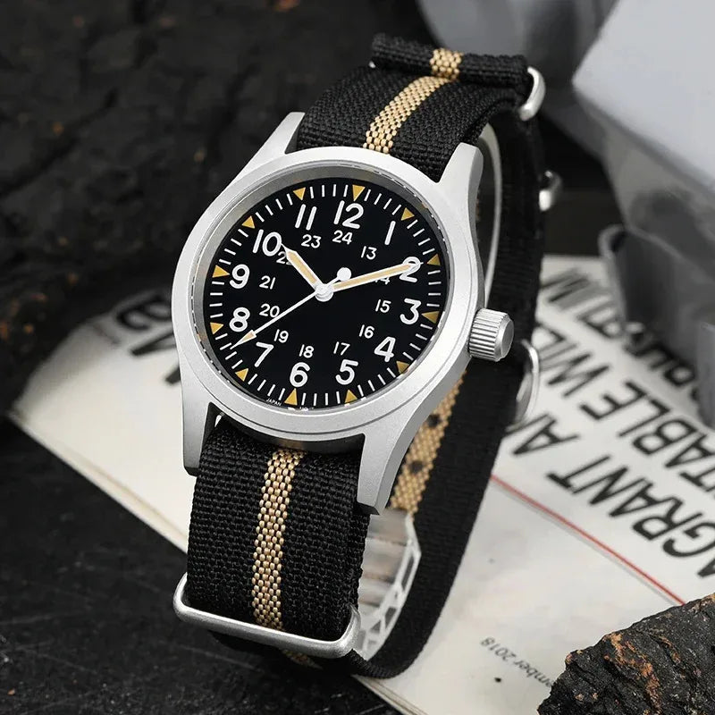 militado ML05 Military Quartz Watch — 38mm Sandblasted Case with Sapphire Crystal