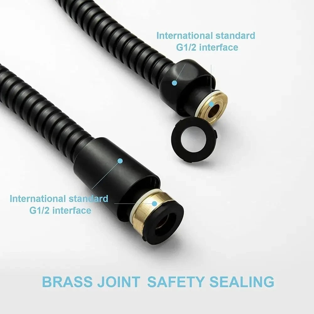 High Pressure Handheld Shower Head & Stainless Steel Hose — Flexible Bathroom Extension