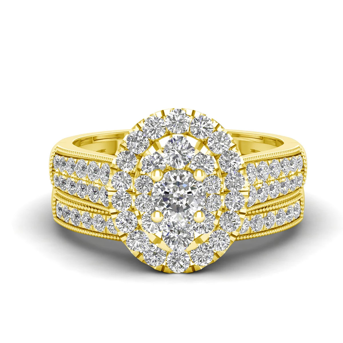 szjinao Moissanite Ring Set — 14K Gold Filled Stackable Bridal Jewelry