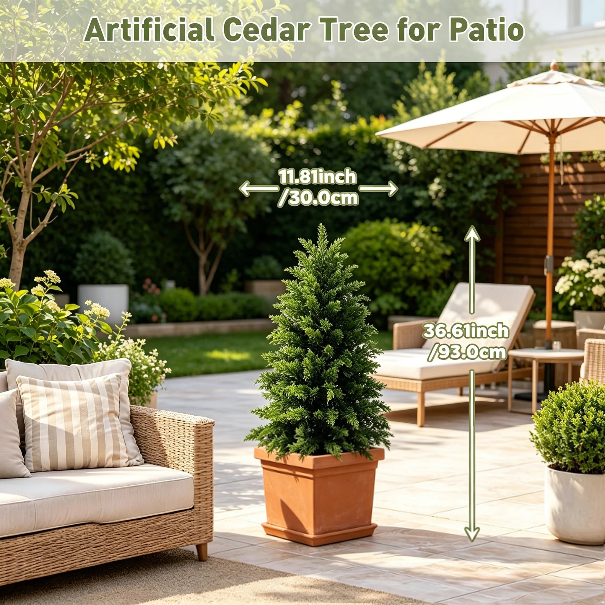 Artificial Cedar Topiary Trees — UV-Resistant Faux Evergreen Decor