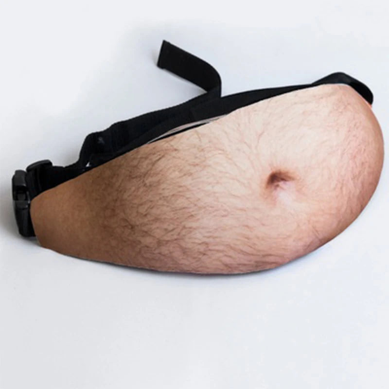 Funny Novelty Fake Belly Waist Pack — Humorous Simulation Dad Bod Gag Gift