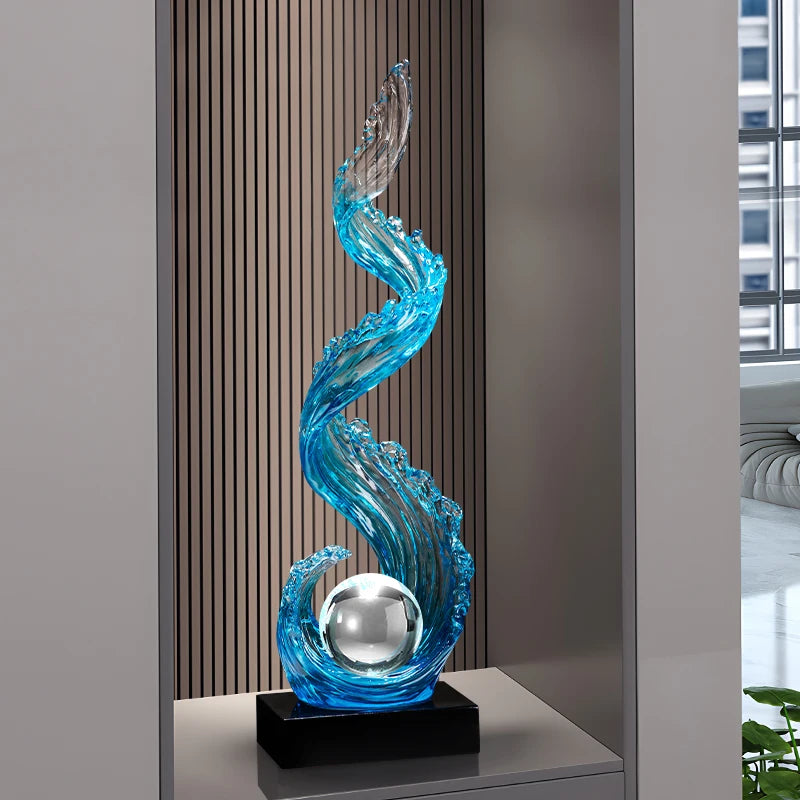 Abstract Resin Sculpture Decor — Modern Vertical Art for Living Room