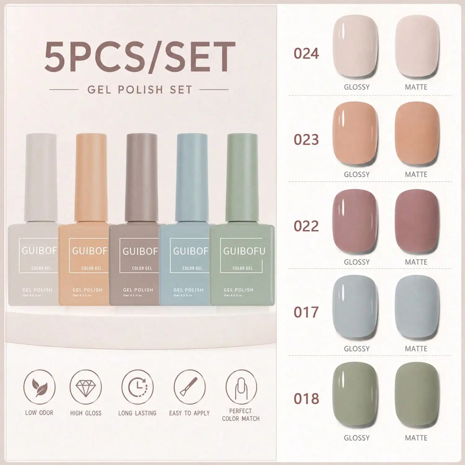 5-Piece Gel Polish Collection — Smooth Application Nail Set