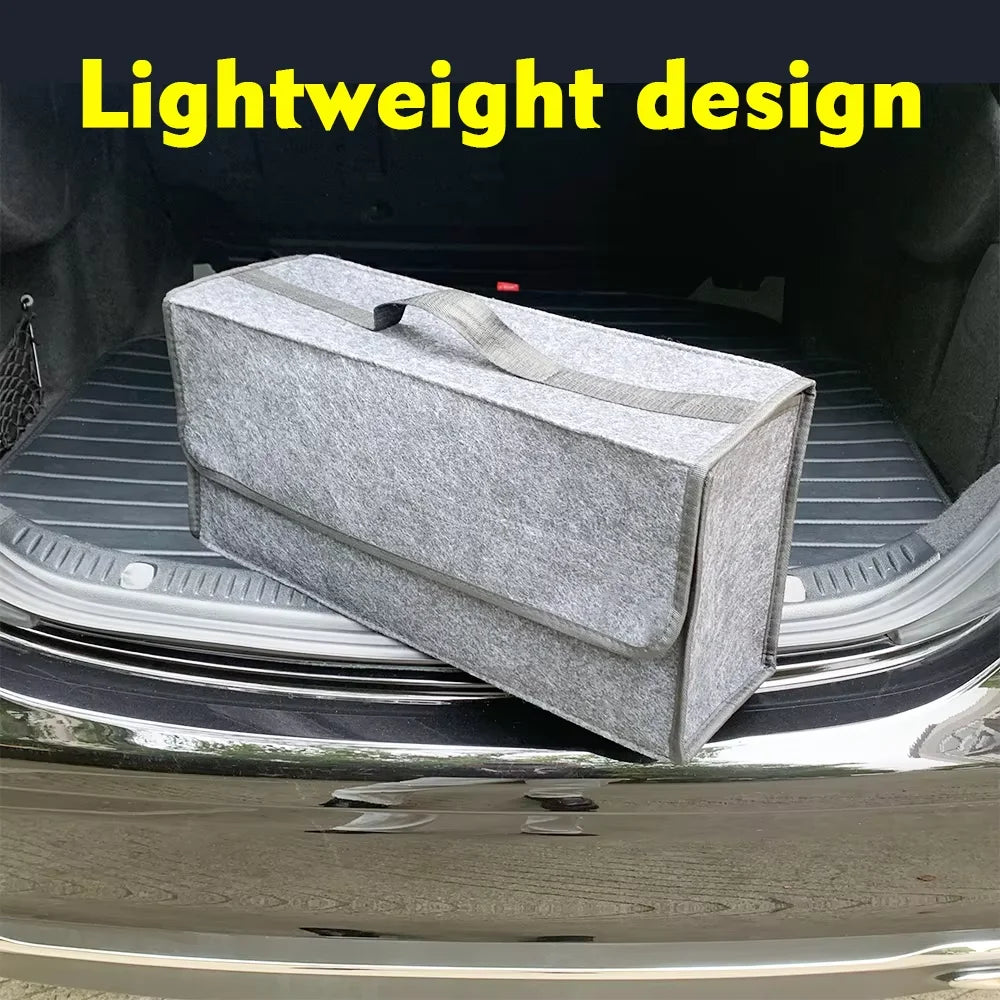 kkjoy Car Trunk Organizer — Large Anti-Slip Felt Storage Bag, Grey