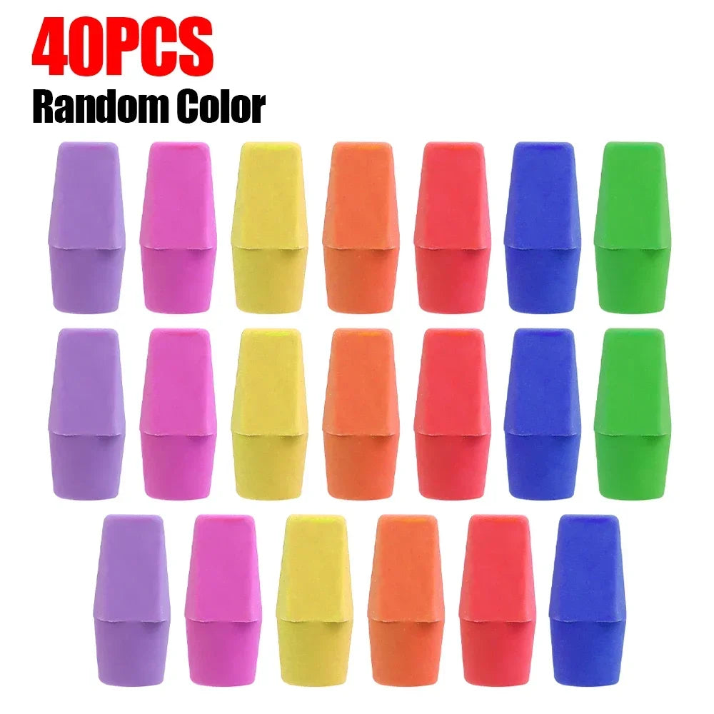 Chisel Shape Pencil Eraser Caps — 2-in-1 Correction Tool for Students