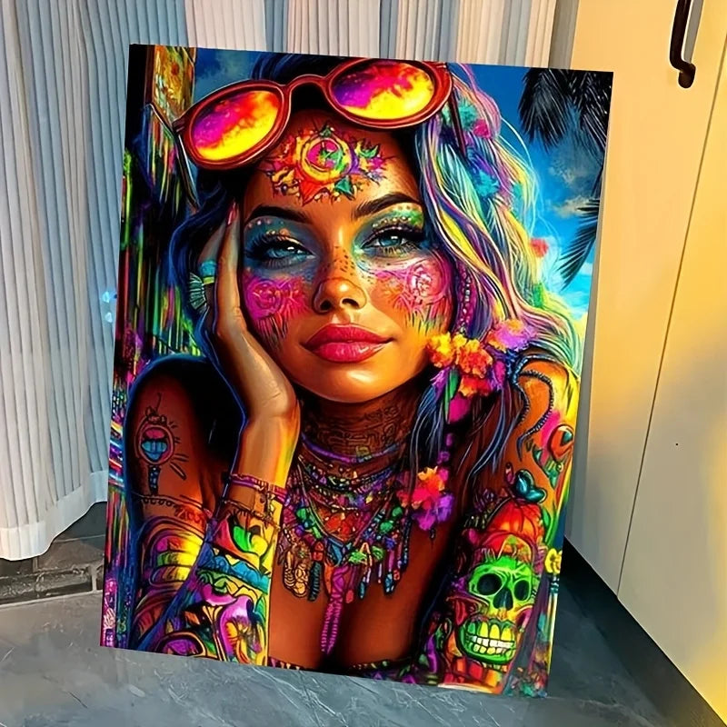 KAYOU Paint by Numbers Kit — Colorful Tattooed Girl Canvas Art Set