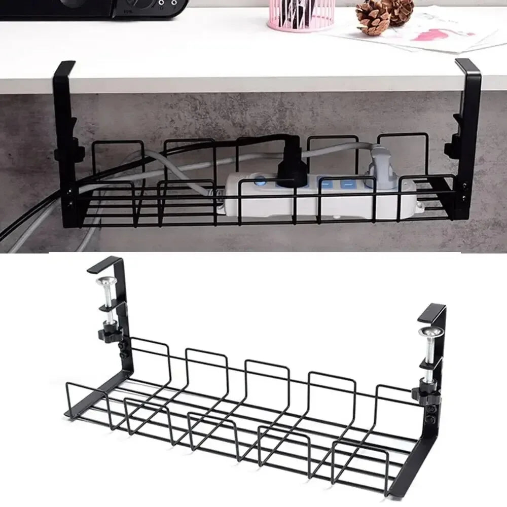 XMSJ Under Desk Cable Management Tray — Metal Wire Organizer for Office & Home