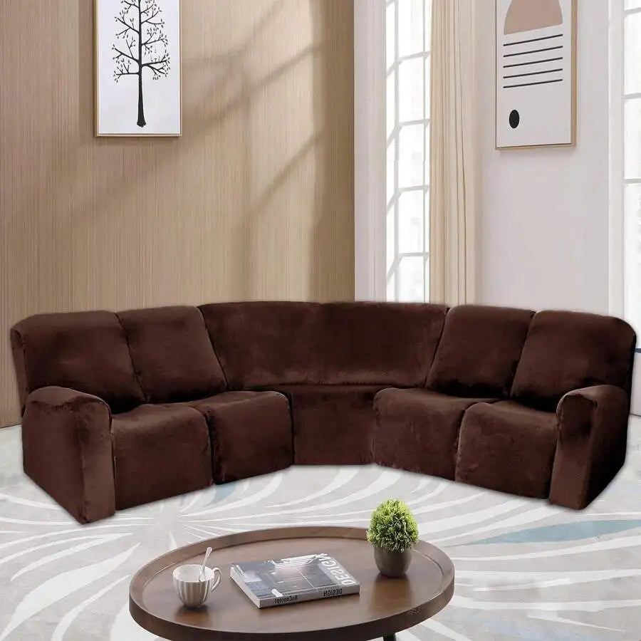 Velvet L-Shape Sofa Cover — Stretch Sectional Slipcover for Corner Couches