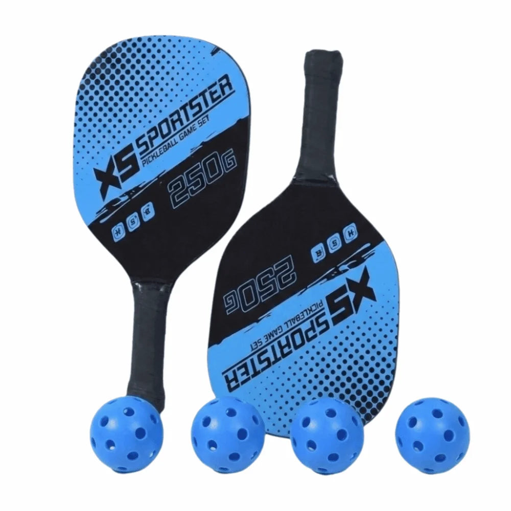 Wooden Pickleball Paddle Set — 2-Player Starter Kit with 4 Balls