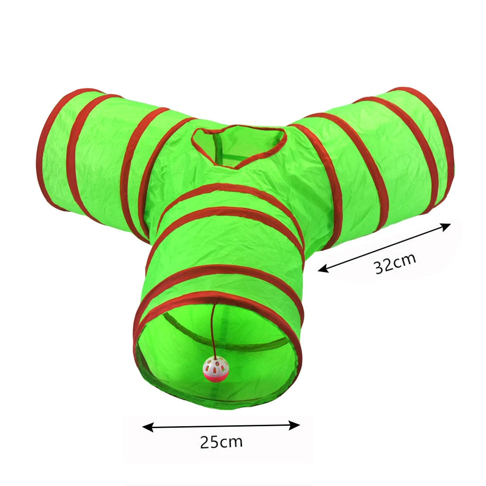 Christmas Cat Tunnel Toy — Foldable Interactive Play Tube for Kittens