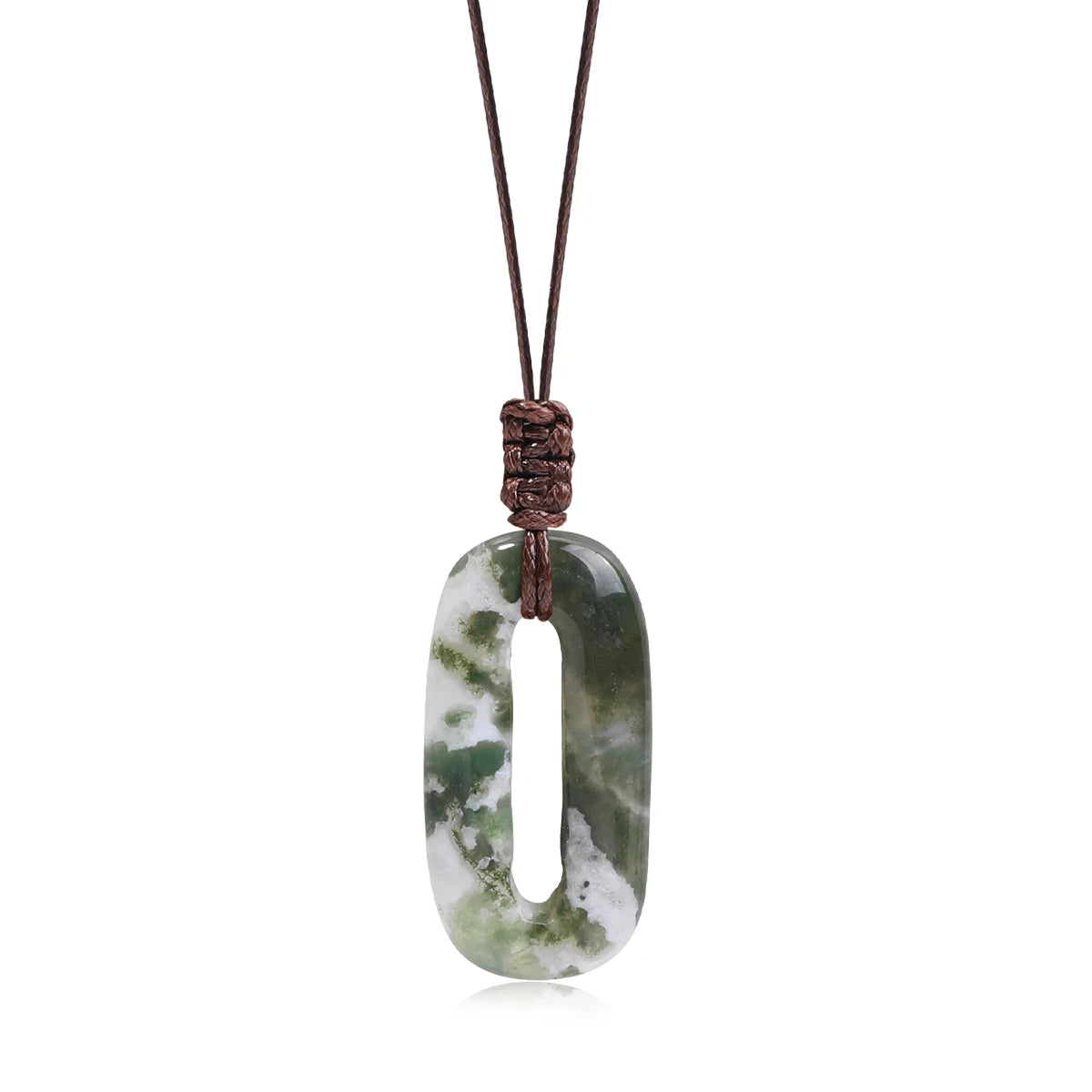 Natural Gemstone Circle Pendant — Ethnic Style Crystal Necklace