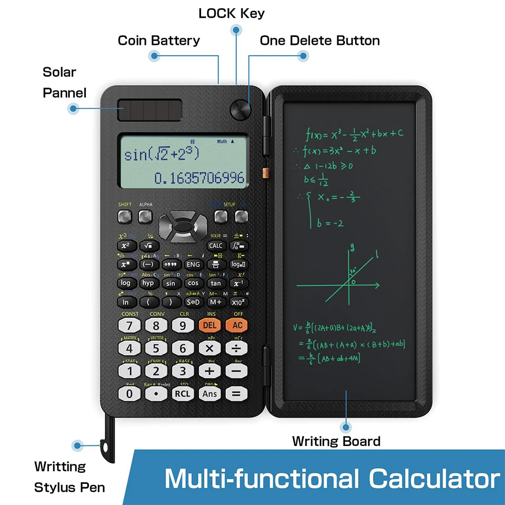 Roatee Scientific Calculator — 4-Line Display with LCD Writing Tablet