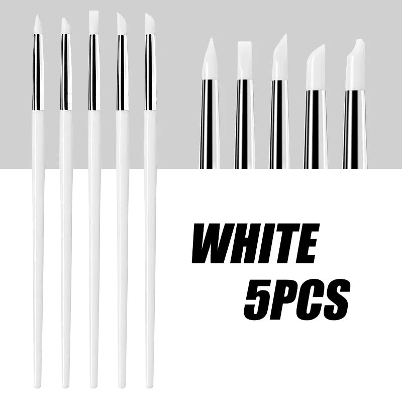 Silicone Nail Art Brush Set — 5-Piece DIY Manicure & Dotting Tool Kit