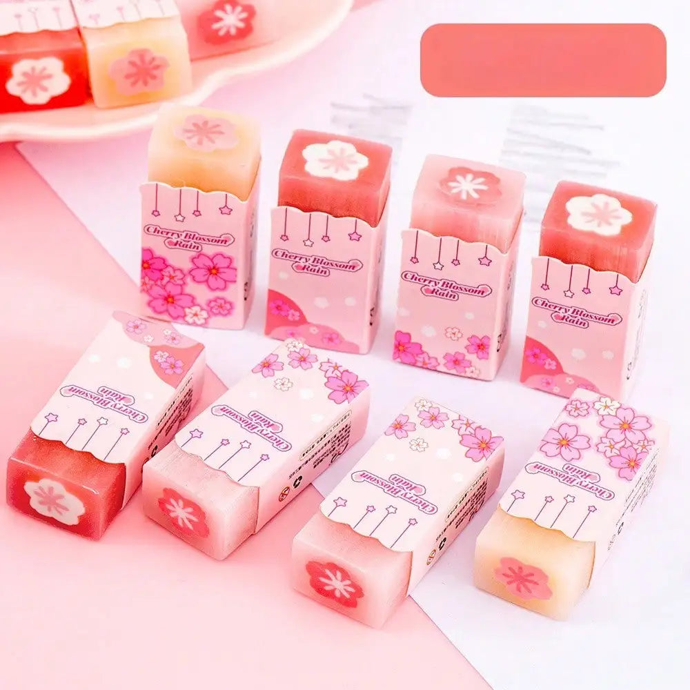 Cherry Blossom Sandwich Eraser — Cute Floral Stationery Set
