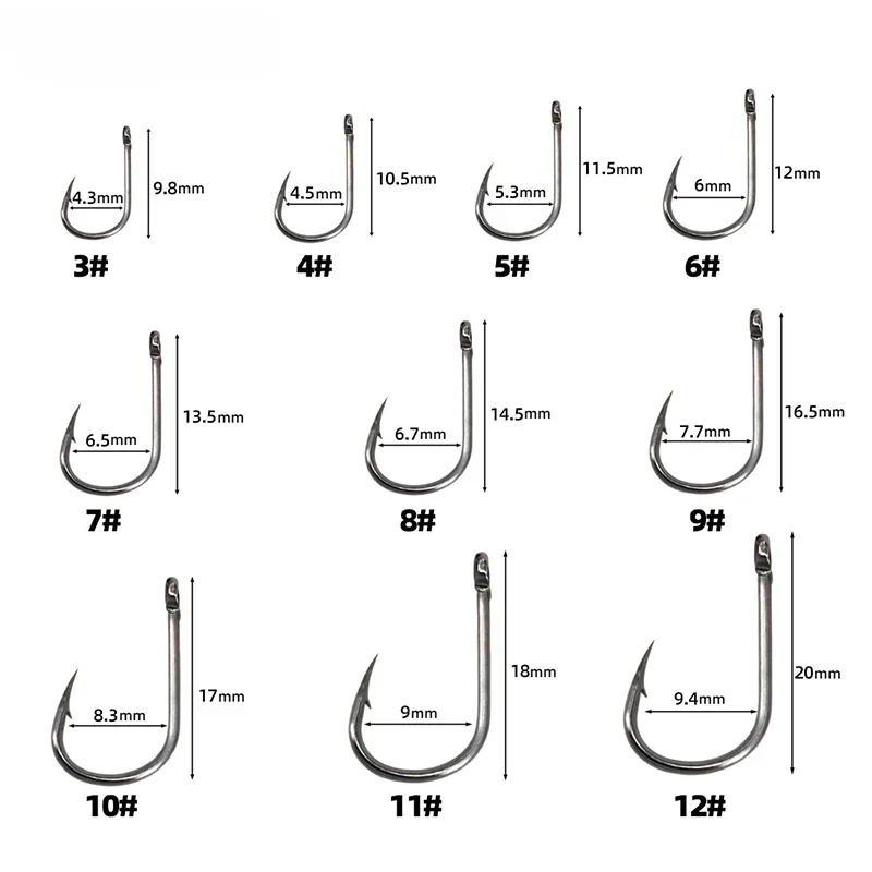 Carbon Steel Fishing Hooks — Sharp Barbed Circle Hooks for Saltwater & Freshwater
