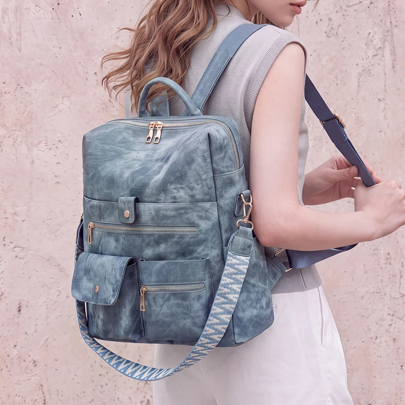 Biutefo Women's PU Leather Backpack — Lightweight Fashion Daypack for Travel