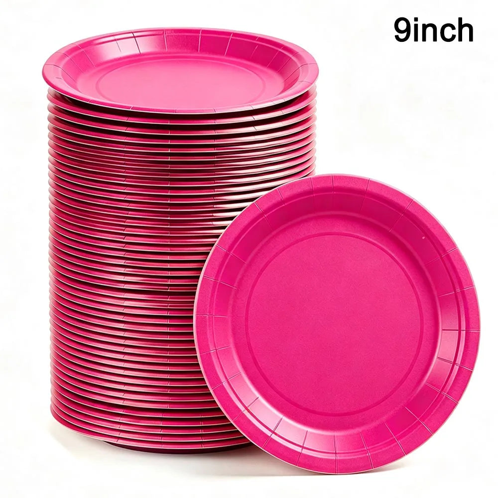 Solid Color Paper Plates — Disposable 7-Inch Party Tableware