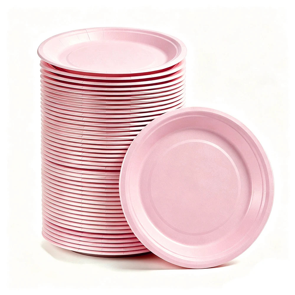 Solid Color Paper Plates — Disposable 7-Inch Party Tableware