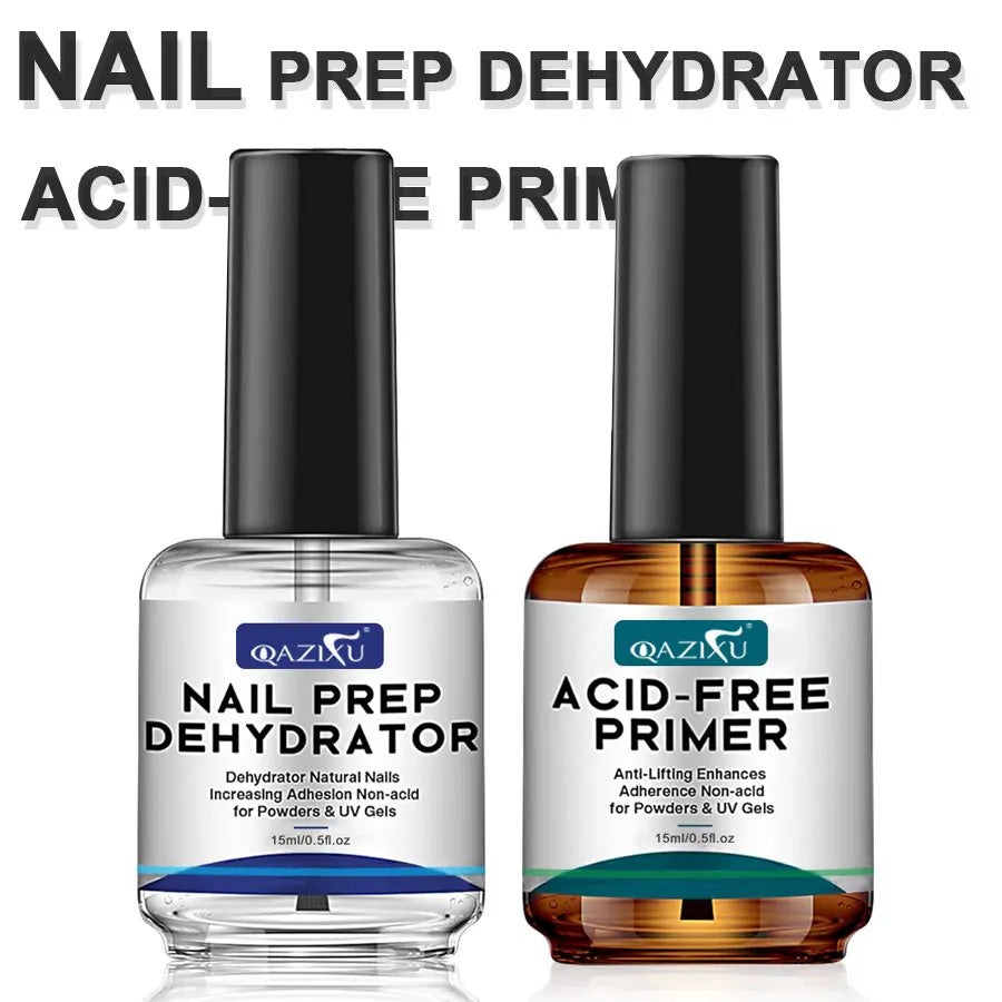 QAZIXU Nail Prep Dehydrator and Acid-Free Primer — Professional Manicure Base