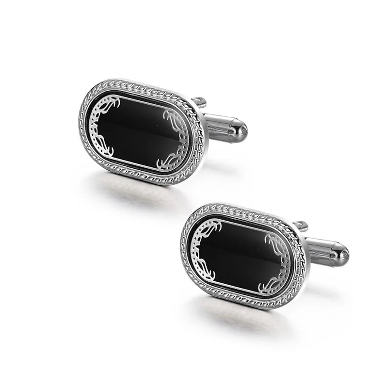 UJOY Luxury Copper Cufflinks — Elegant Round and Square Men's Jewelry Set