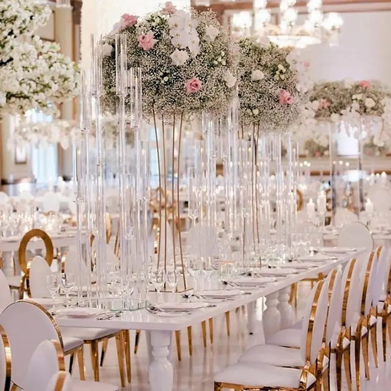 VINCIGANT Clear Acrylic 8-Arm Candelabra — Elegant Table Centerpiece for Events