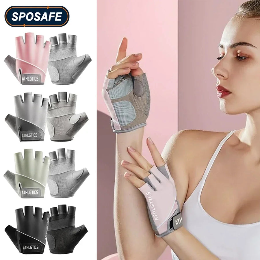 Breathable Fingerless Workout Gloves — Anti-Slip Grip for Gym & Cycling