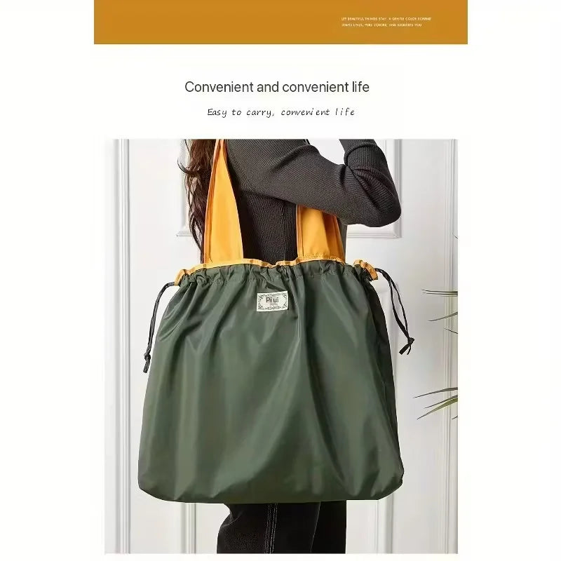 Large-Capacity Foldable Tote Bag — Lightweight Geometric Print Shopping Bag