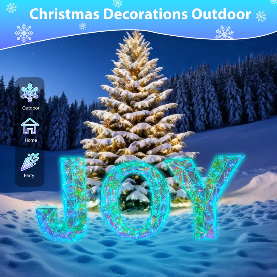 JOY LED Lettered Holiday Decorations — 3-Piece Outdoor Christmas Set