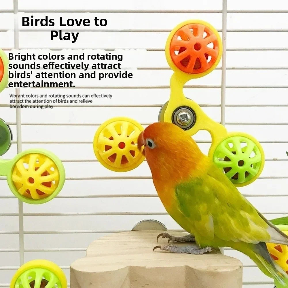 Interactive Rotating Windmill Bird Toy — Mental Enrichment & Cage Play
