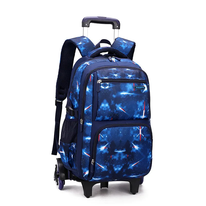 Rolling School Backpack with Lunch Box — Wheeled Trolley Bag for Students