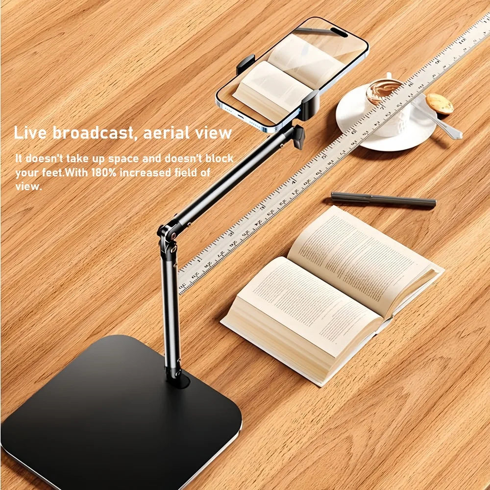 Adjustable Metal Monitor Stand — Portable Desktop Bracket for Tablets and Phones