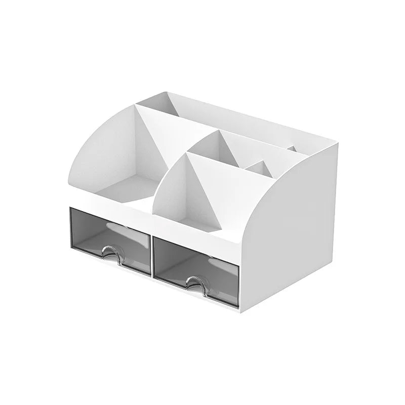 Multi-Compartment Desk Organizer — Desktop Storage Box with 2 Drawers