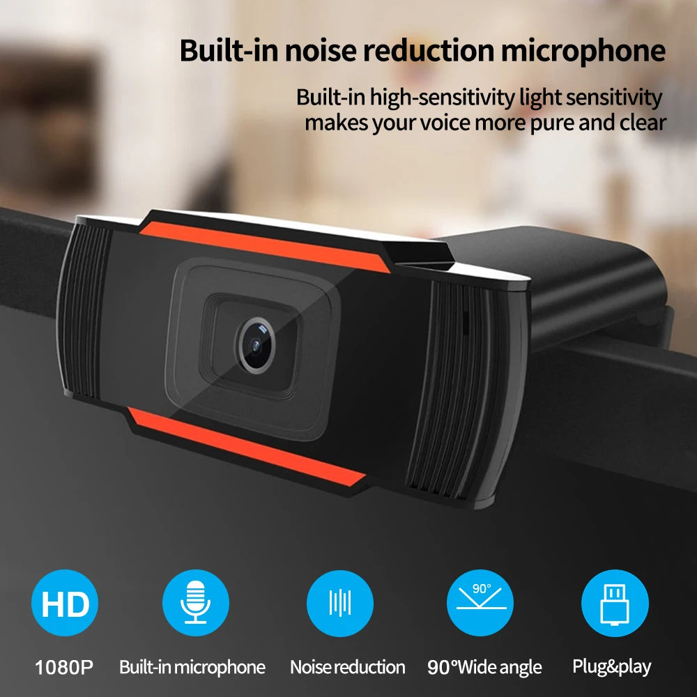 GJUELIRRA Full HD USB Webcam — High Definition Video Call Camera with Microphone
