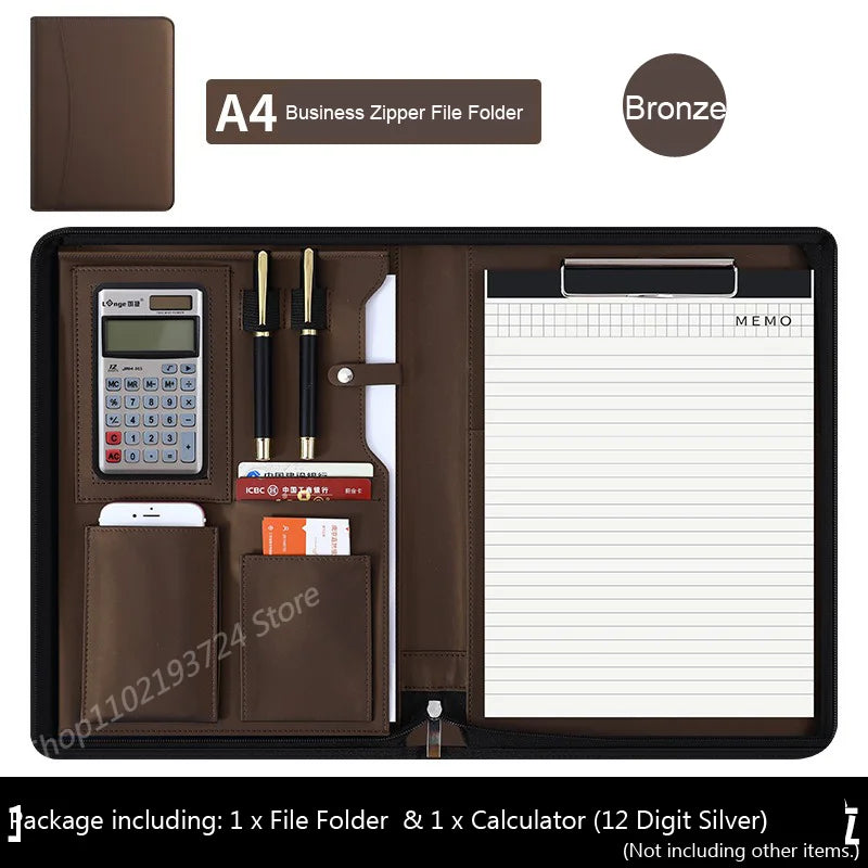 Folderix Multifunctional Leather Business Portfolio — A4 Document Organizer