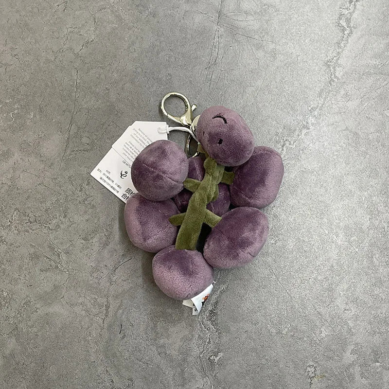 Assorted Plush Keychain Charm — Cute Animal & Food Backpack Accessory