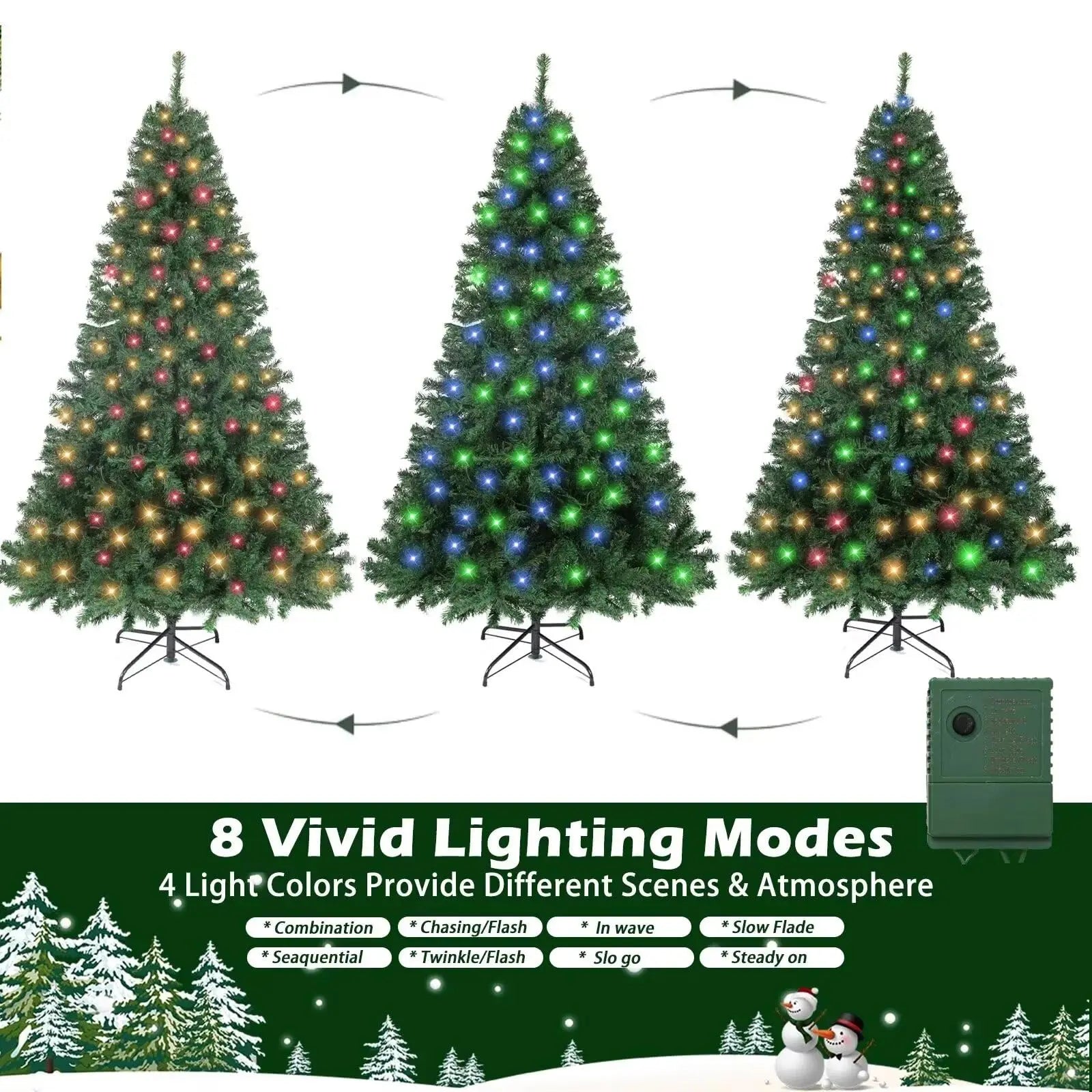 HiMISS 6.5FT Pre-Lit Artificial Christmas Tree — 350 Lights & 8 Modes