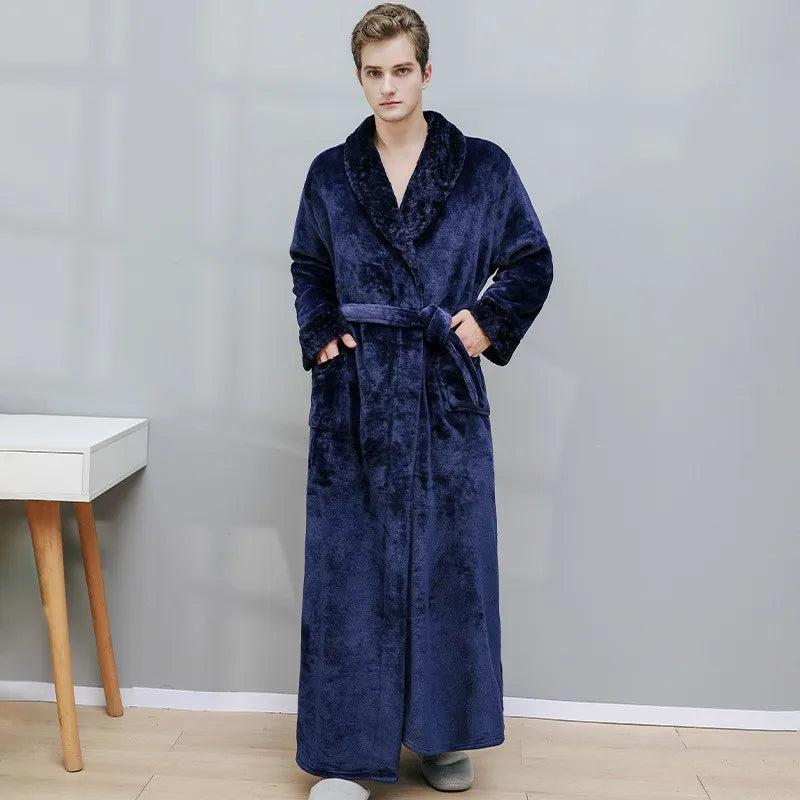 Gypsophila Coral Velvet Bathrobe — Warm Fleece Lounge Robe for Men and Women