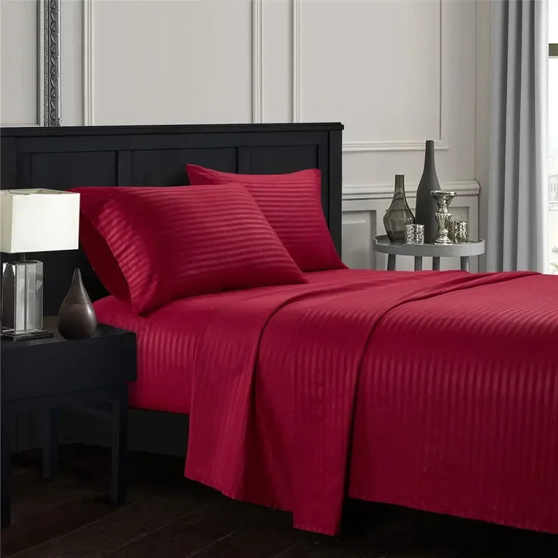 mystybloom Embossed Brushed Stripe Bedding Set — Soft Textured Sheet Collection