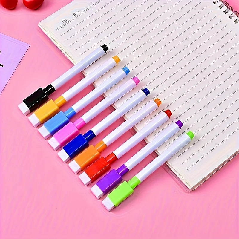 Dry Erase Whiteboard Markers — Dust-Free Quick Dry Writing Pens, 8 Colors