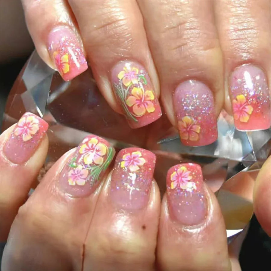 Qsezeny French Tip Press On Nails — Short Coffin Style Frosted Fake Nails