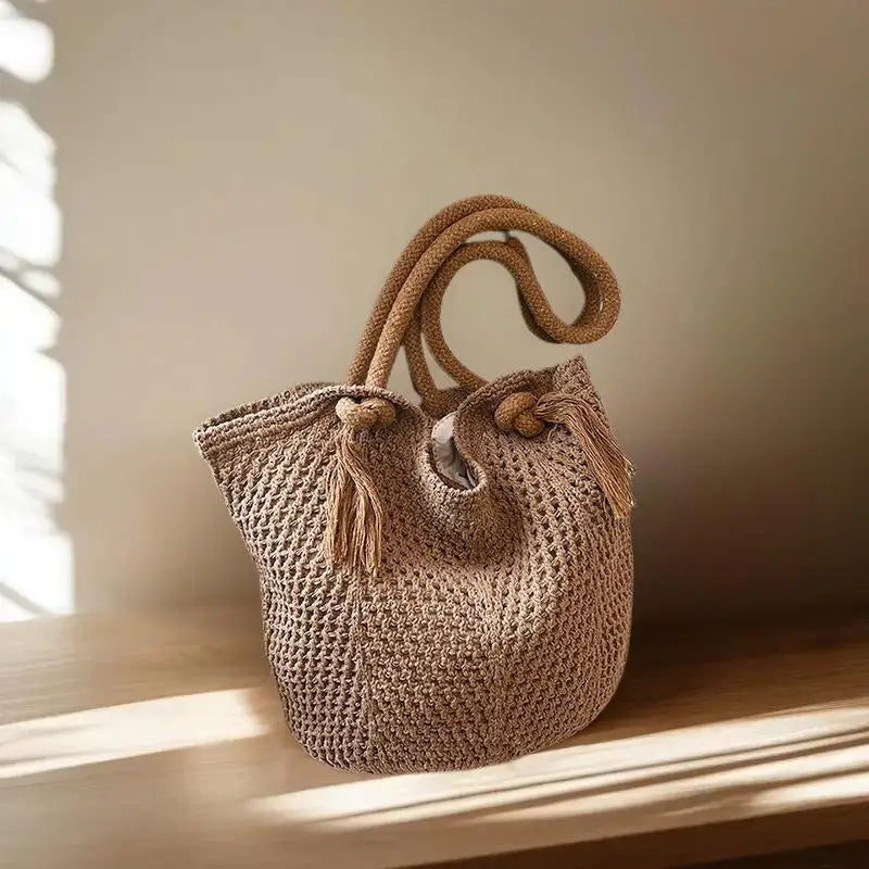 Women's Knitted Crochet Tote Bag — Large Capacity Summer Shoulder Bag
