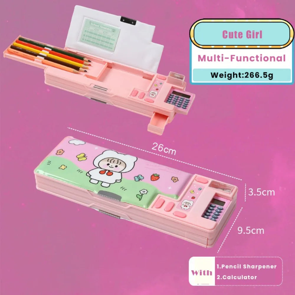 Pencil Case — Calculator, Sharpener, Fun Design